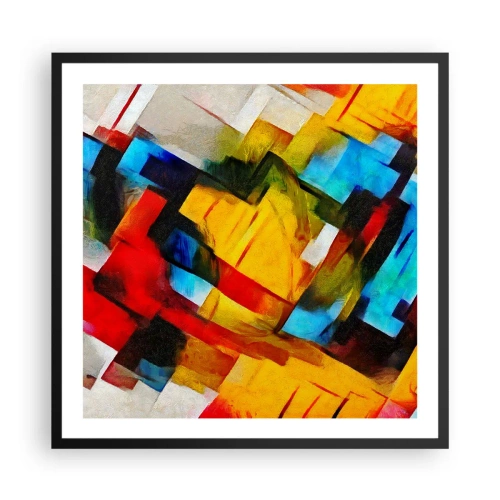 Affiche dans un cadre noir - Poster - Une superposition multicolore - 60x60 cm