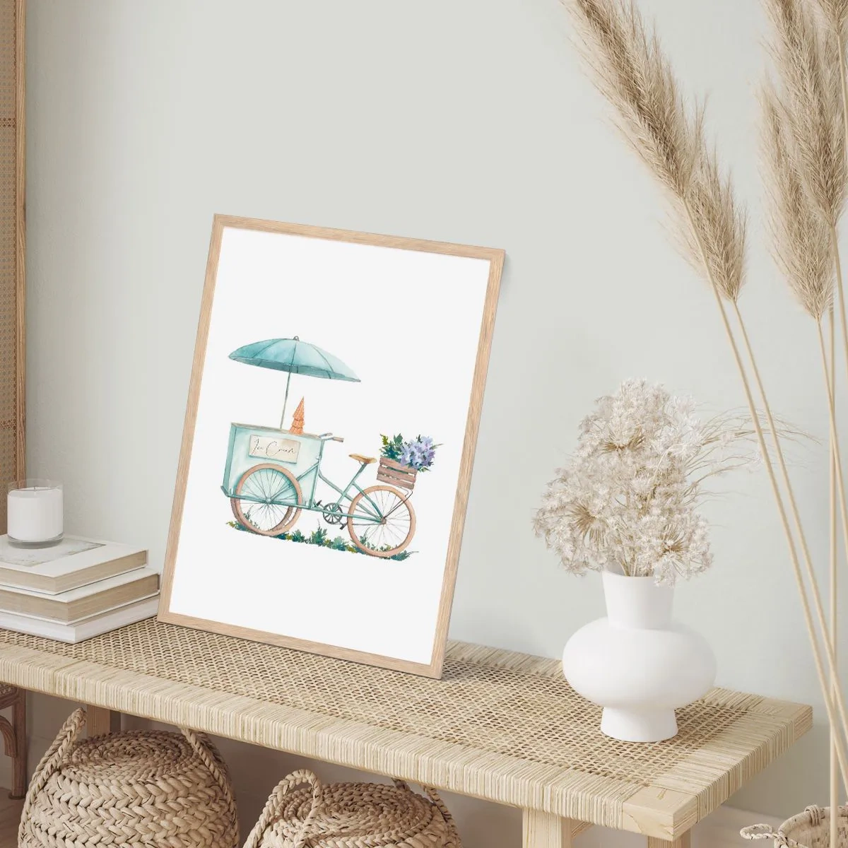 Affiche dans un chêne clair - Poster - Doux souvenir d'été - 70x100 cm