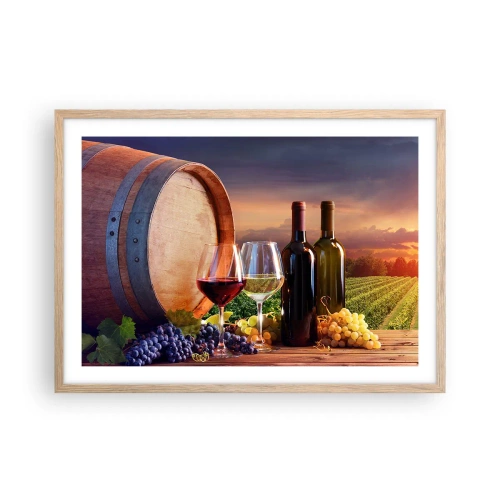 Affiche dans un chêne clair - Poster - Ici la vie a du goût - 70x50 cm