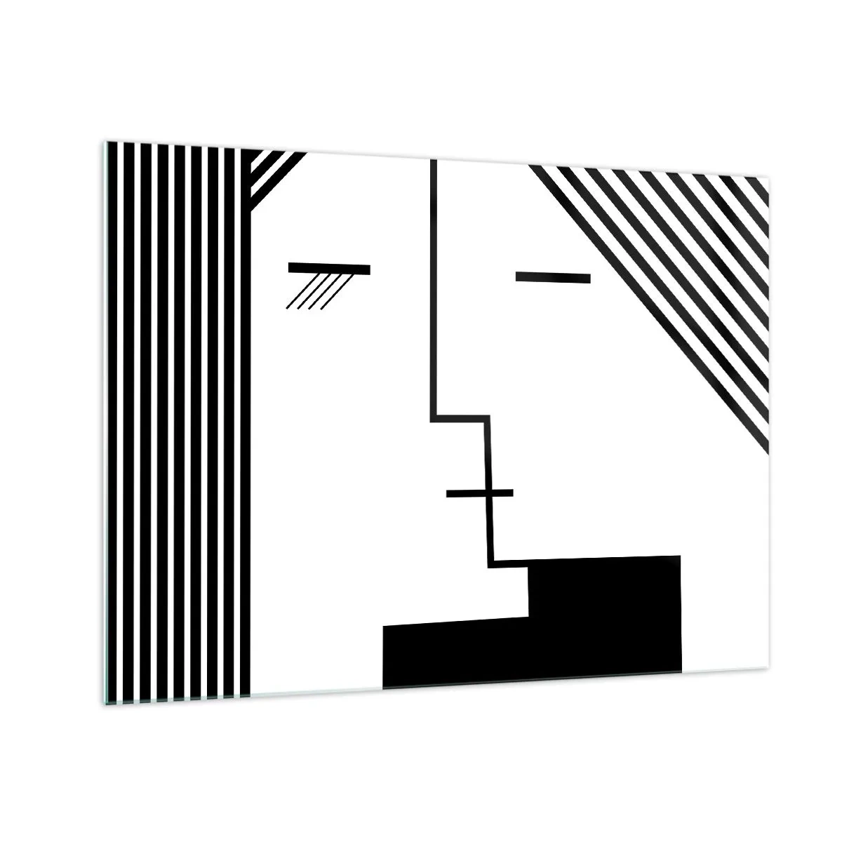 Impression sur verre - Image sur verre - Une interprétation graphique d'un baiser dans un style minimaliste - 70x50cm - Juste un baiser - Décoration murale moderne pour le salon et la chambre ARTTOR