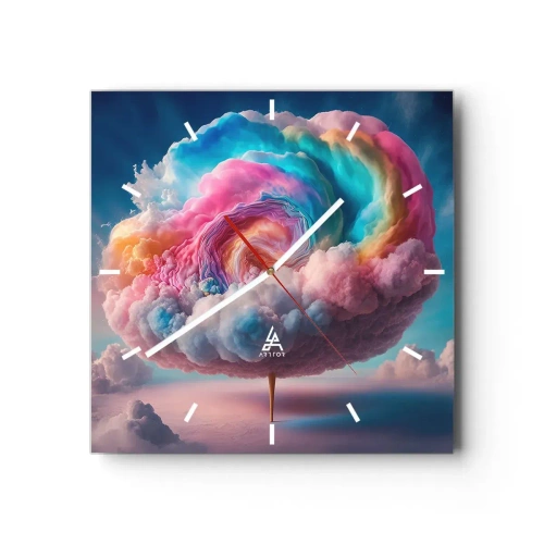 Horloge murale - Pendule murale - Un nuage en forme de spirale aux couleurs pastel dans le ciel - 30x30cm - Le rêve d'un parc d'attractions - Décoration murale moderne pour le salon et la chambre ARTTOR