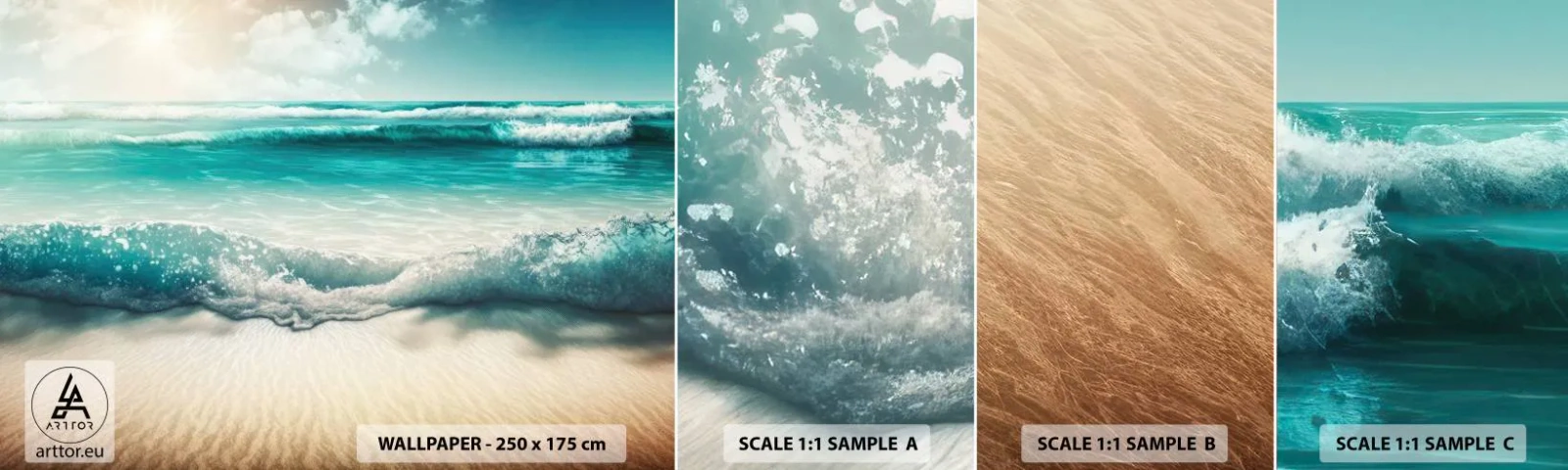 Échantillon de Papier Peint Autocollant Deluxe Sticker - La paix de l'océan - Plage, Mer, Bord - 100x30 cm