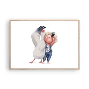 Affiche dans un chêne clair - Poster - Plan de grand voyage - 100x70 cm