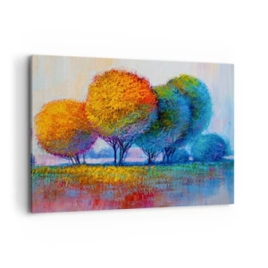 Impression sur toile - Image sur toile - Arbres colorés dans un paysage impressionniste - 100x70cm - Un bouquet de couleurs éclatantes - Décoration murale moderne pour le salon et la chambre ARTTOR