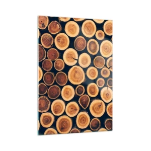 Impression sur verre - Image sur verre - Vue de troncs d'arbres coupés disposés en rangée - 50x70cm - Quel âge je semble avoir ? - Décoration murale moderne pour le salon et la chambre ARTTOR