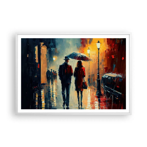 Affiche dans un cadre blanc - Poster - Histoire d'amour urbaine - 100x70 cm