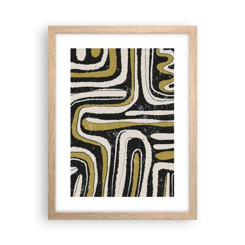 Affiche dans un chêne clair - Poster - Composition : routes et ruelles - 30x40 cm