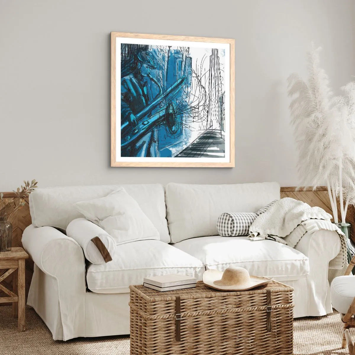 Affiche dans un chêne clair - Poster - Rhapsodie urbaine - 60x60 cm