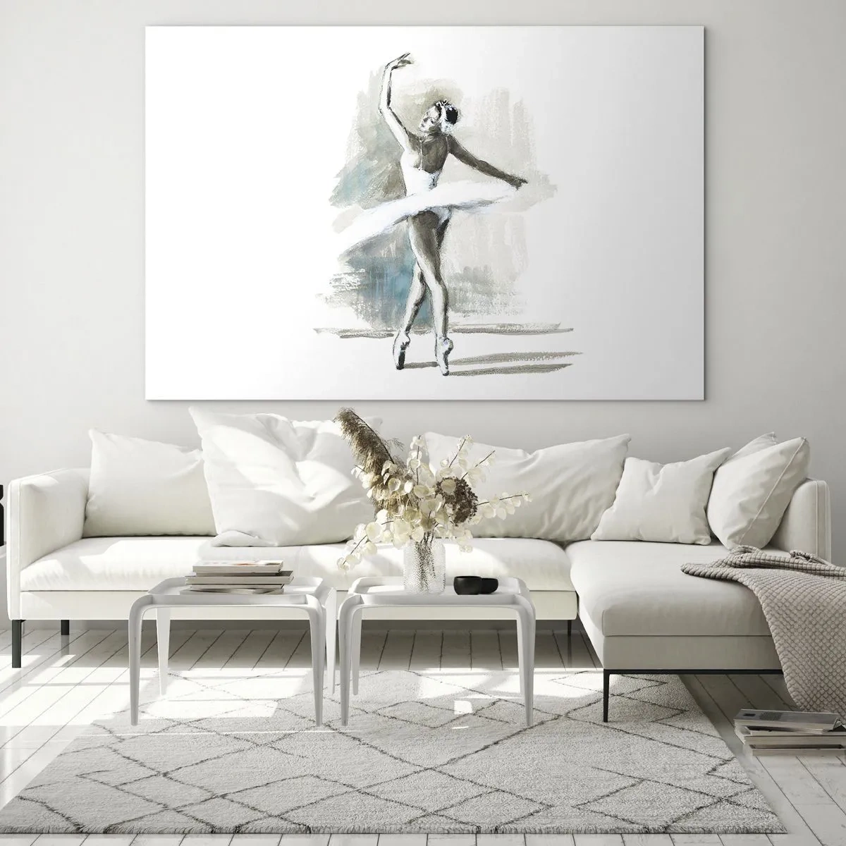 Impression sur verre - Image sur verre - Une ballerine dans une pose de danse classique - 100x70cm - Enchantement du cygne - Décoration murale moderne pour le salon et la chambre ARTTOR