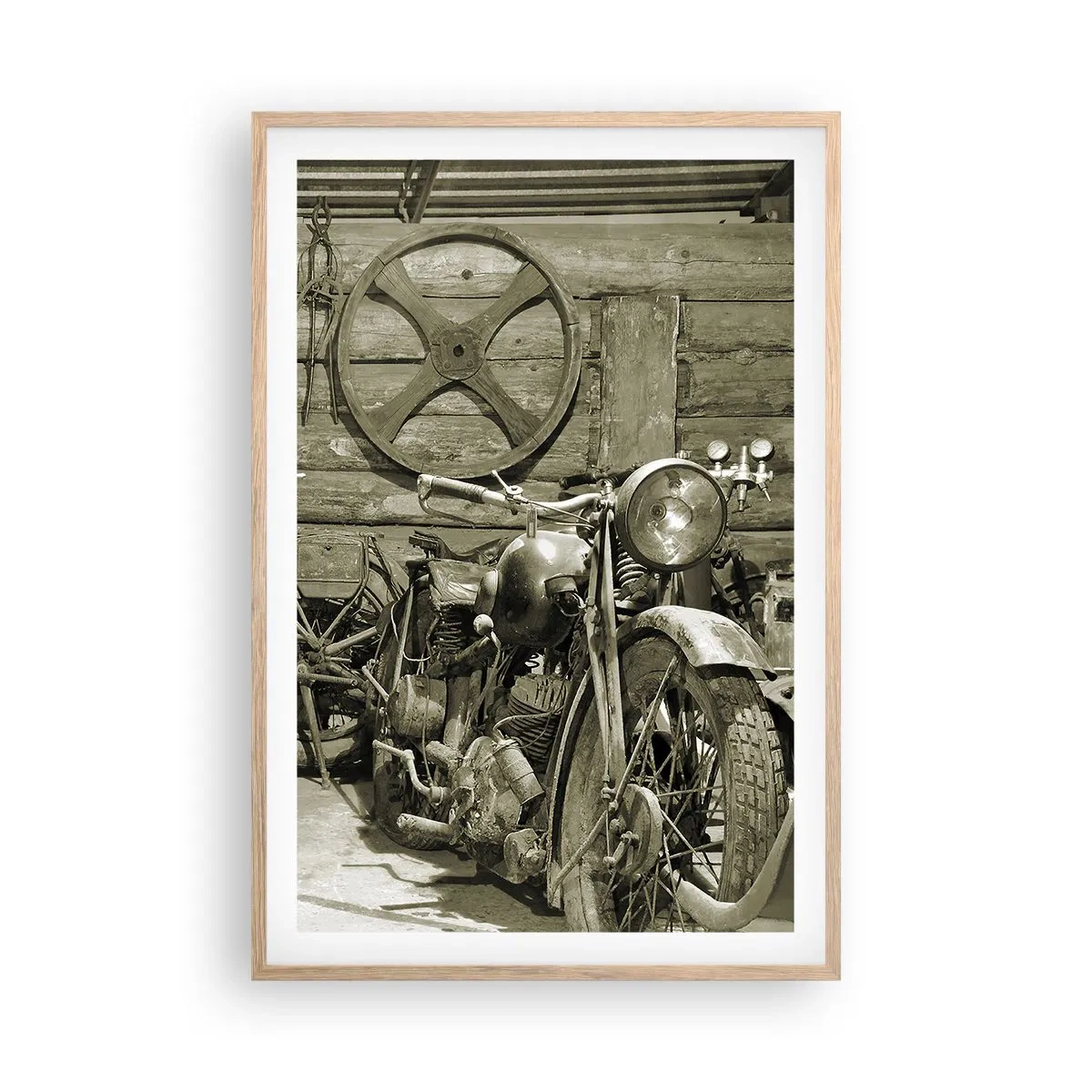 Affiche dans un chêne clair - Poster - Dans le hangar de l'oncle Władek - 61x91 cm