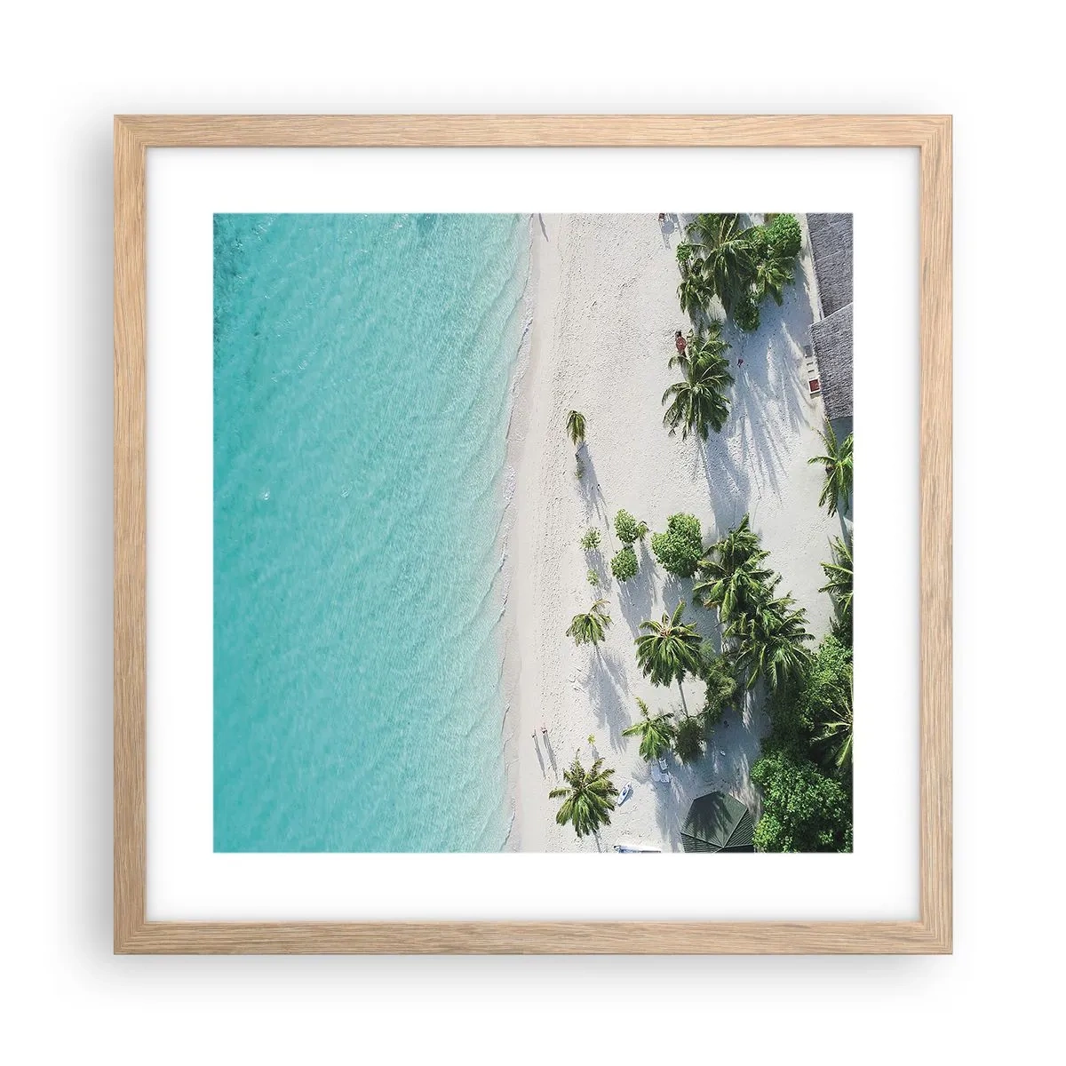 Affiche dans un chêne clair - Poster - Vacances au paradis - 40x40 cm