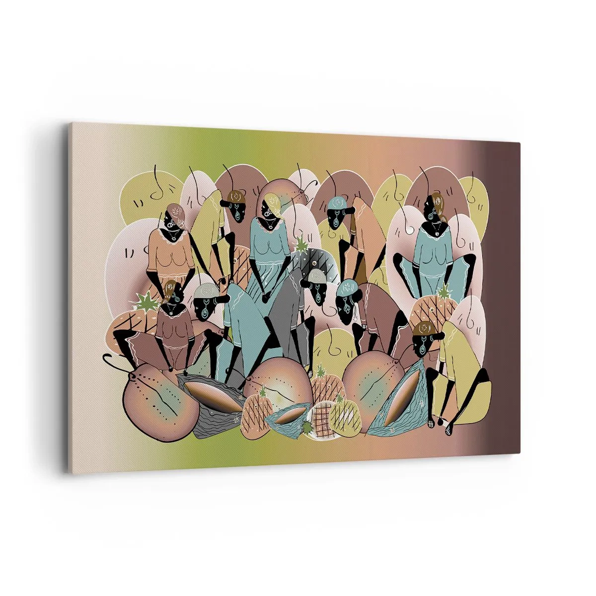 Impression sur toile - Image sur toile - Une composition abstraite colorée inspirée de la culture africaine - 120x80cm - De grandes fêtes arrivent - Décoration murale moderne pour le salon et la chambre ARTTOR