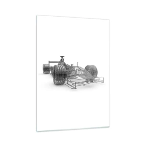 Impression sur verre - Image sur verre - Dessin technique de style 3D d'une voiture de course - 50x70cm - Design parfait - idée de course - Décoration murale moderne pour le salon et la chambre ARTTOR
