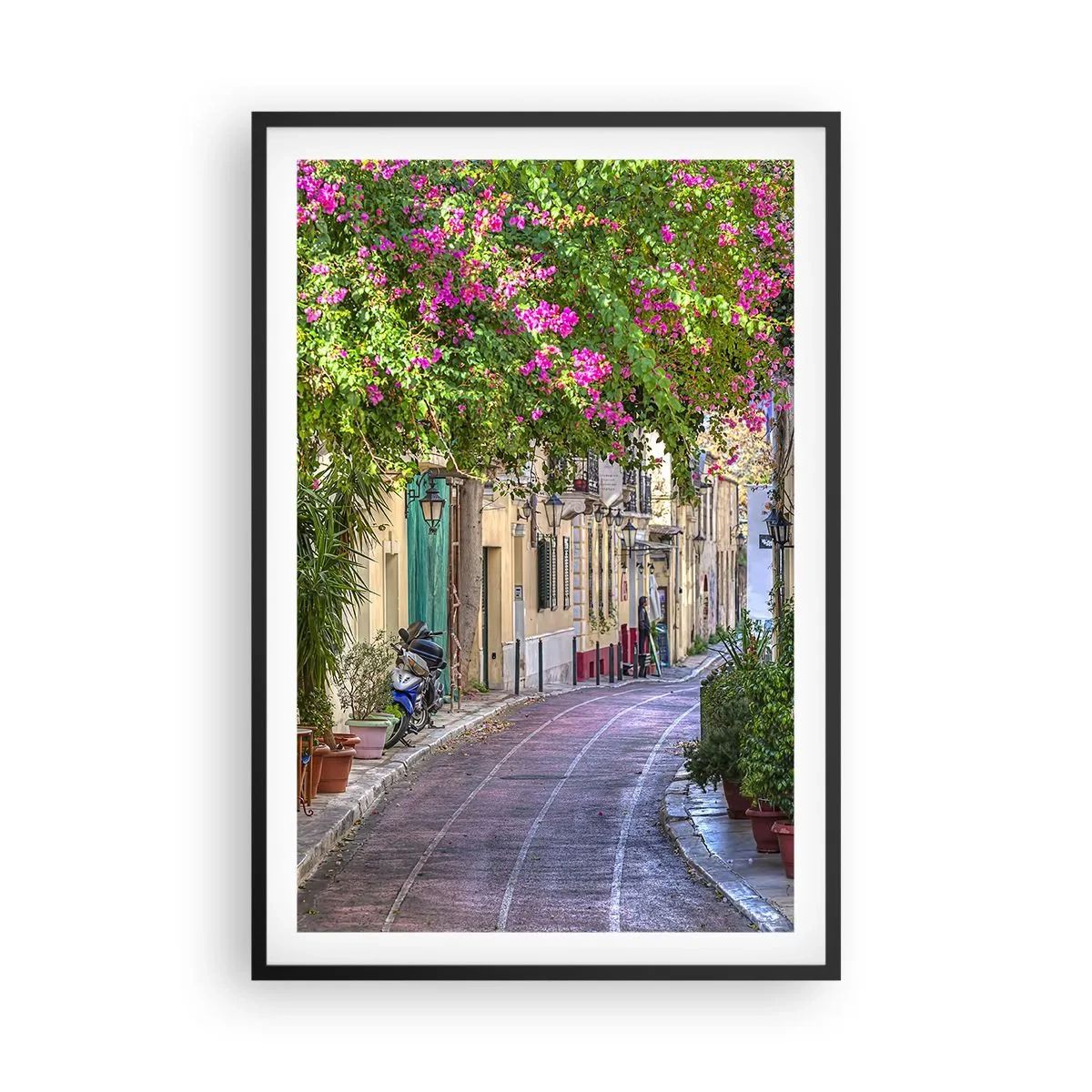 Affiche dans un cadre noir - Poster - Allée fleurie - 61x91 cm