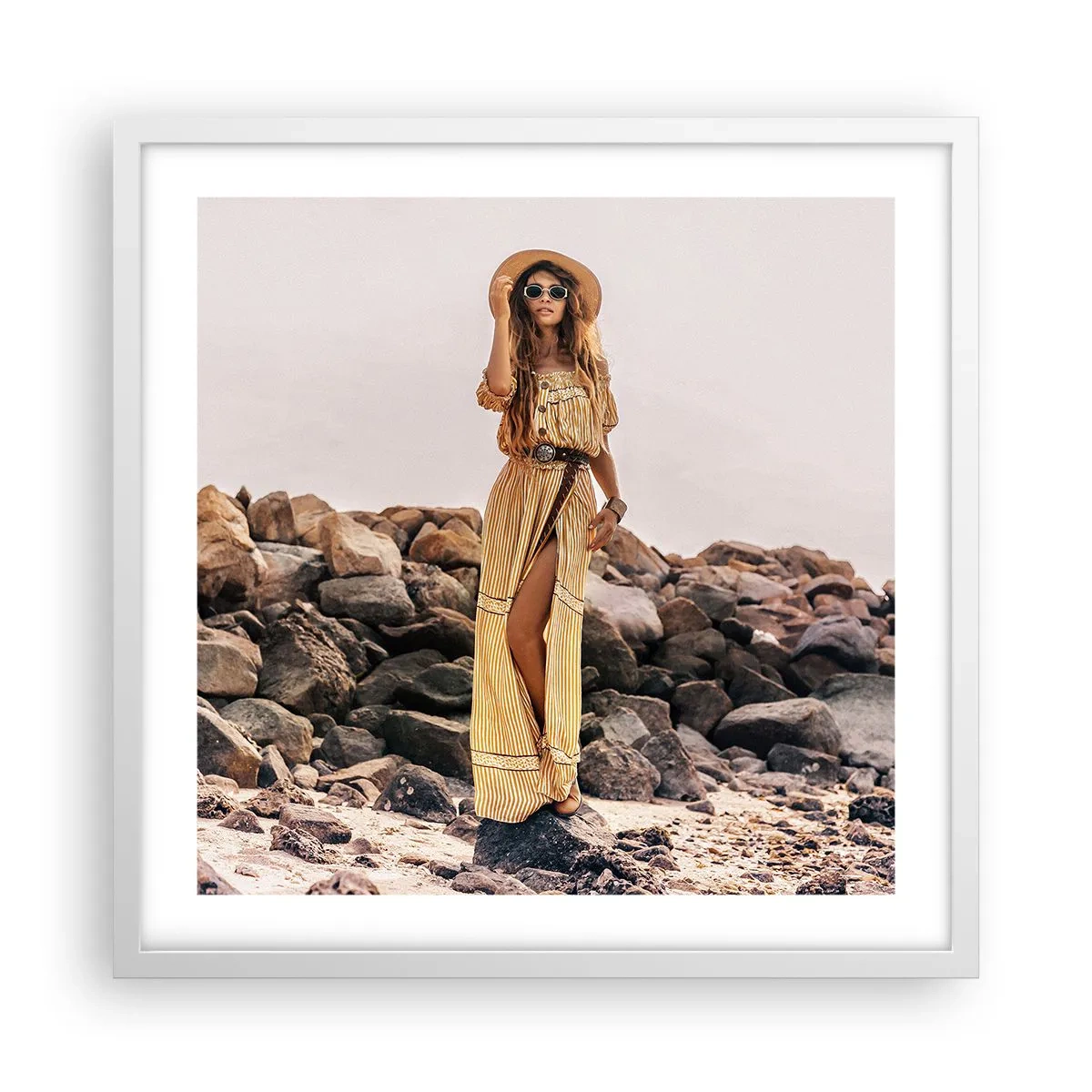 Affiche dans un cadre blanc - Poster - La magie des pierres - 50x50 cm