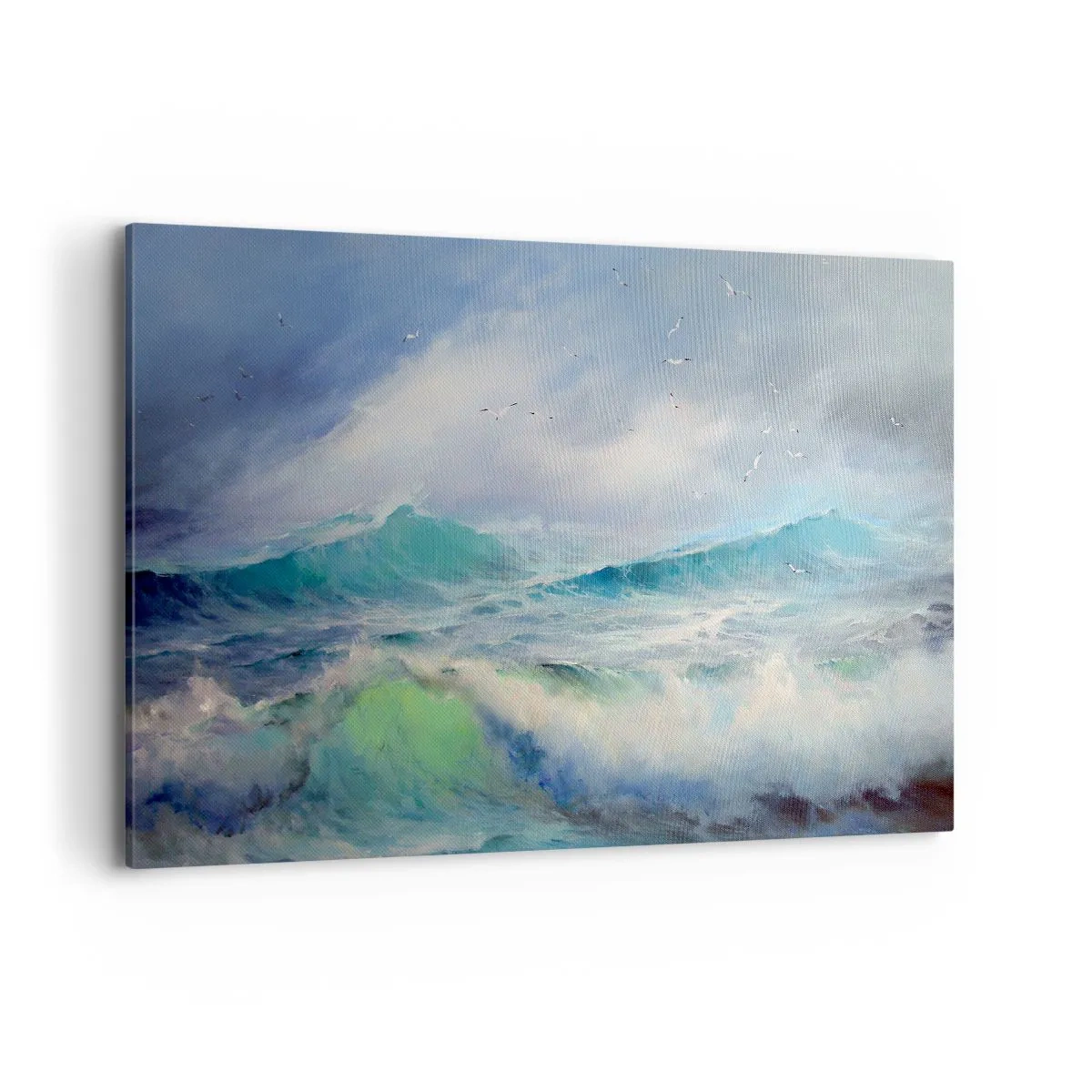Impression sur toile - Image sur toile - De grosses vagues sur l'océan - 100x70cm - "Le tourbillon hurlait de triomphe..." - Décoration murale moderne pour le salon et la chambre ARTTOR