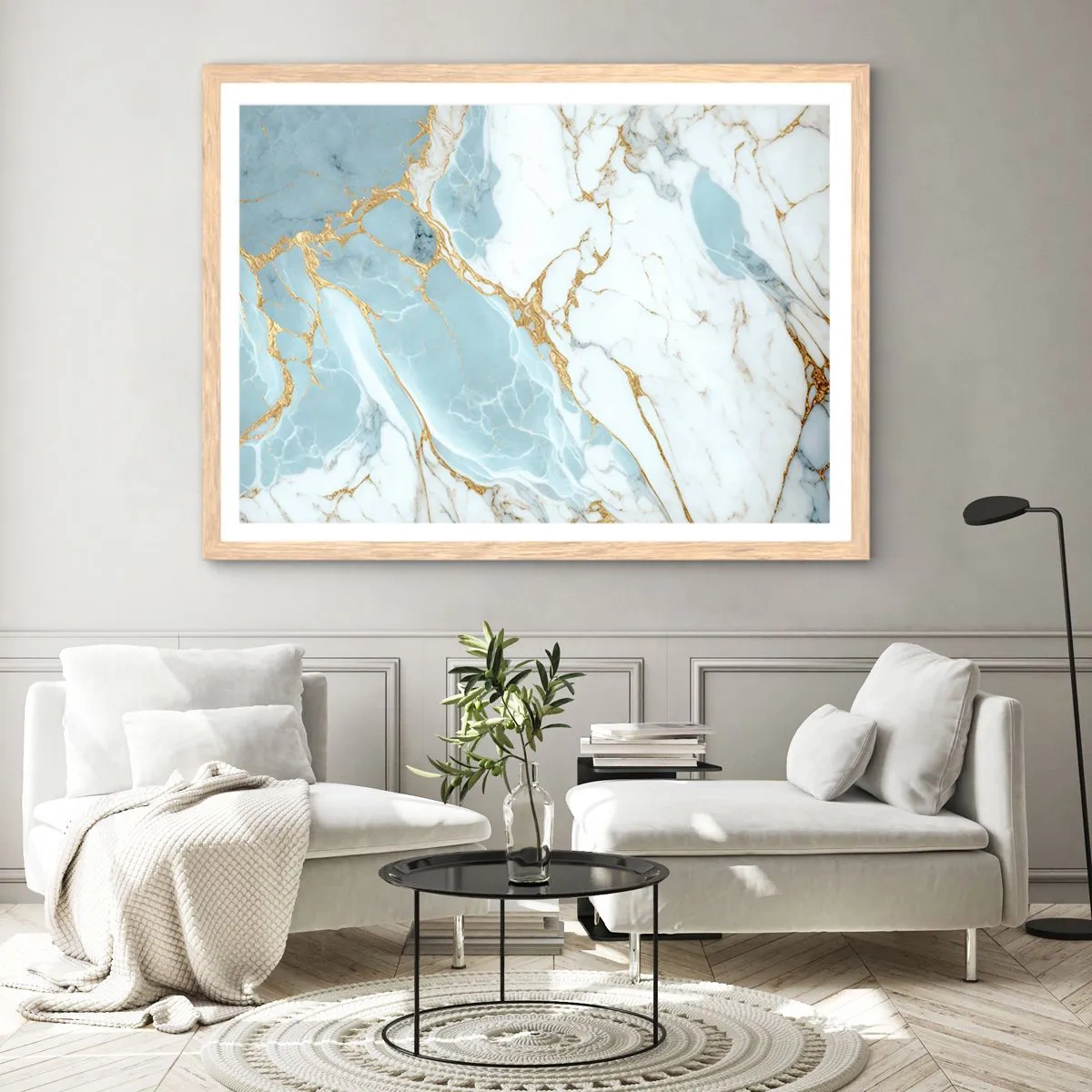 Affiche dans un chêne clair - Poster - Richesse en pierre - 100x70 cm