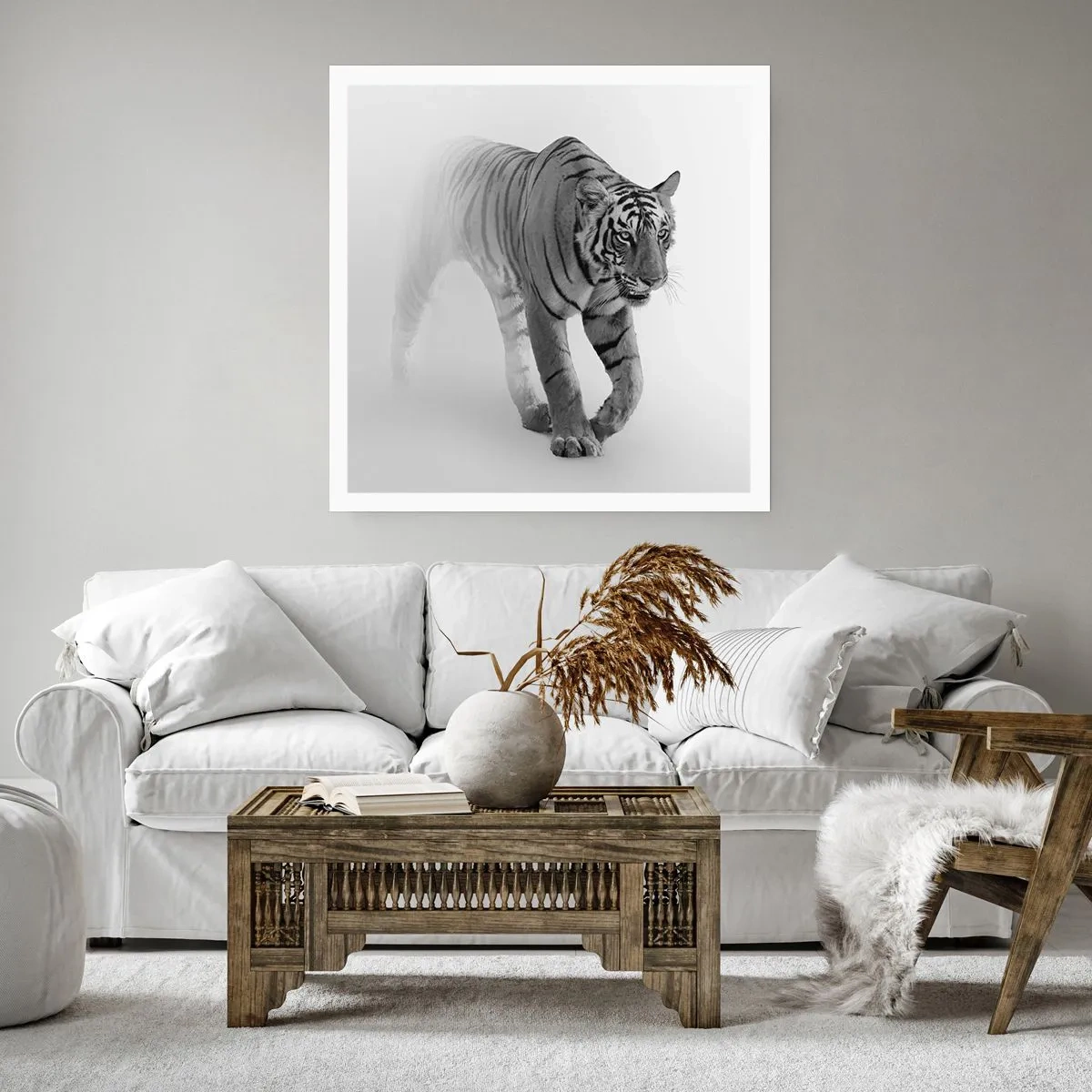 Affiche - Poster - Accroupi dans le brouillard - 30x30 cm