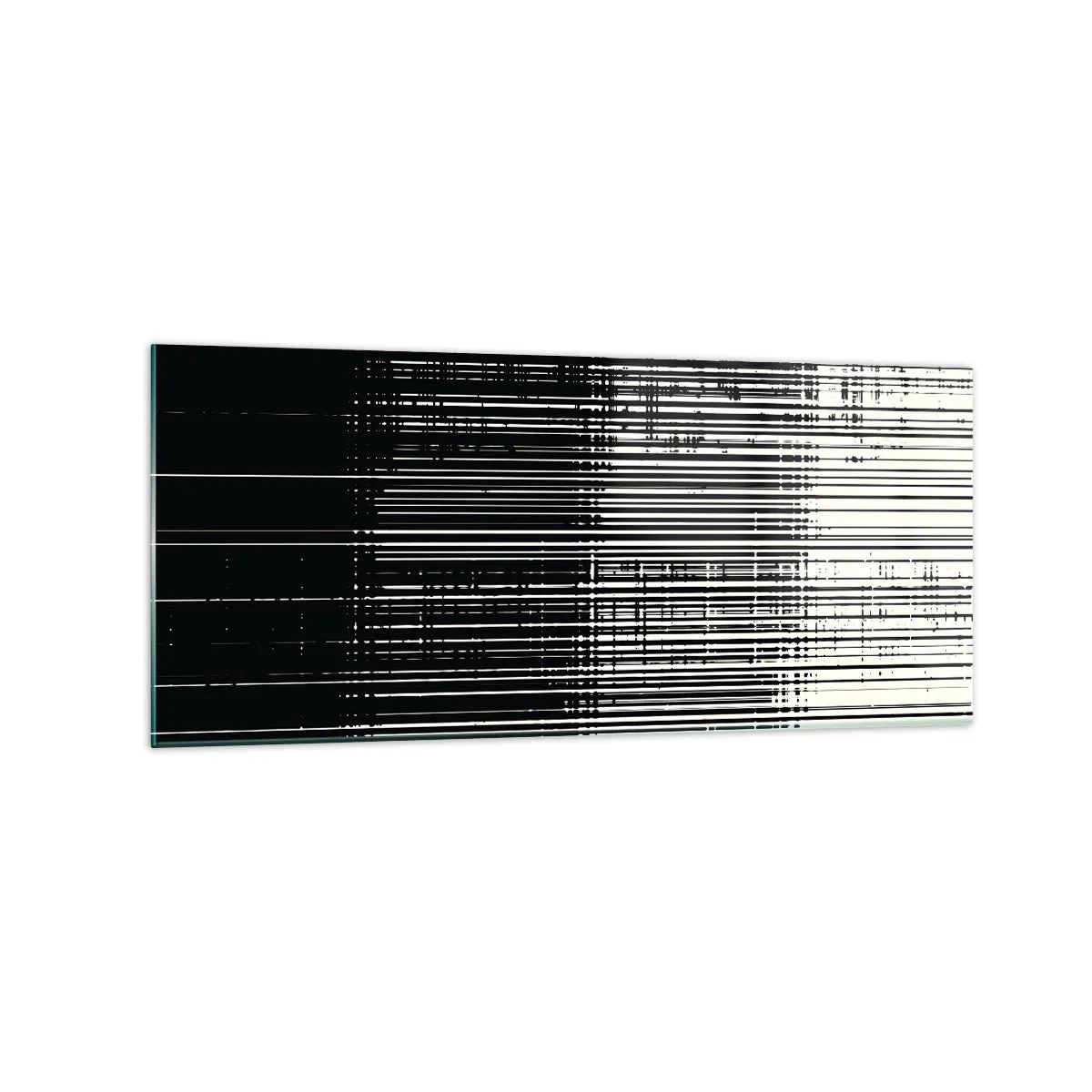 Impression sur verre - Image sur verre - Composition abstraite de lignes en noir et blanc contrastés - 120x50cm - Ondes et vibrations - Décoration murale moderne pour le salon et la chambre ARTTOR