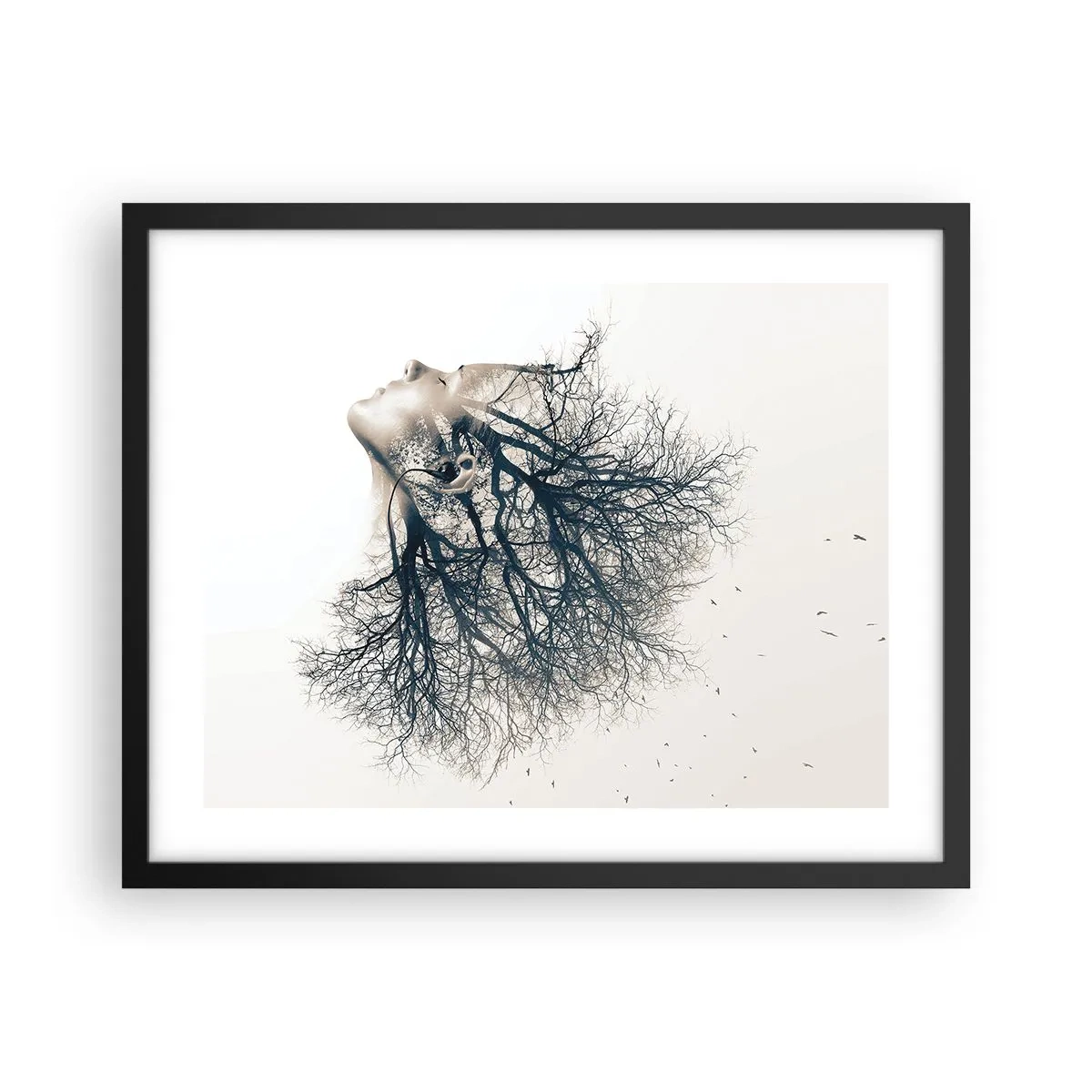 Affiche dans un cadre noir - Poster - Écouter le murmure des arbres - 50x40 cm