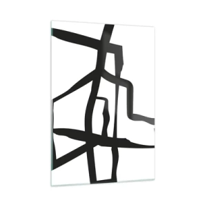 Impression sur verre - Image sur verre - Une structure abstraite en noir et blanc ressemblant à un plan urbain. - 50x70cm - Conception noir et blanc - Décoration murale moderne pour le salon et la chambre ARTTOR