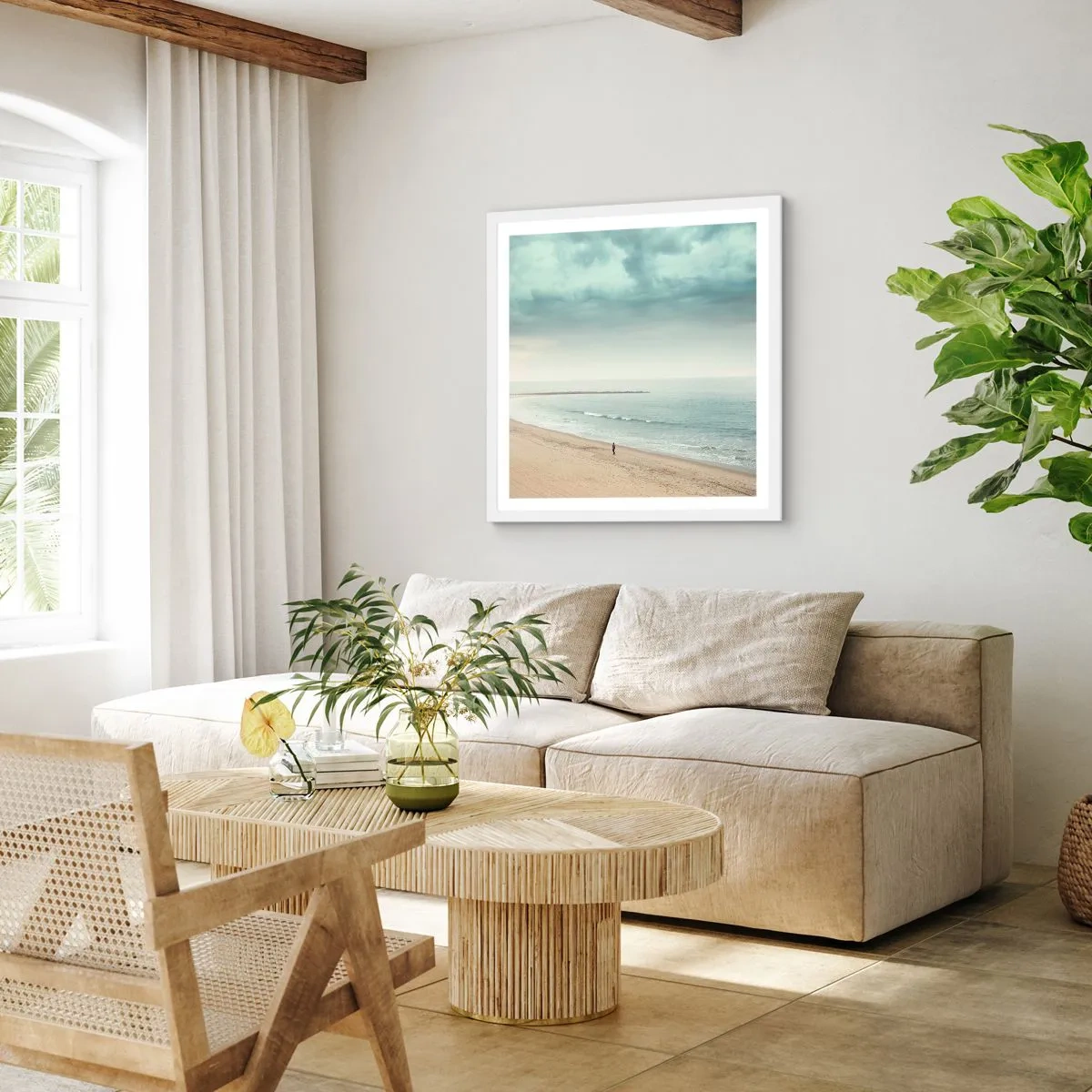 Affiche dans un cadre blanc - Poster - à la recherche de la paix - 40x40 cm