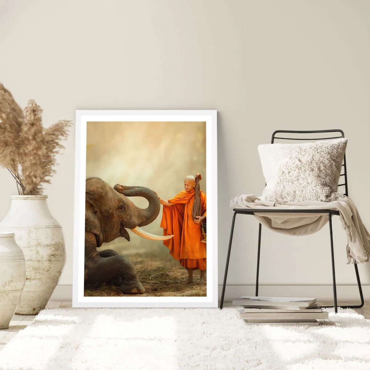 Affiche dans un cadre blanc - Poster - Rencontre en voyageant - 50x70 cm