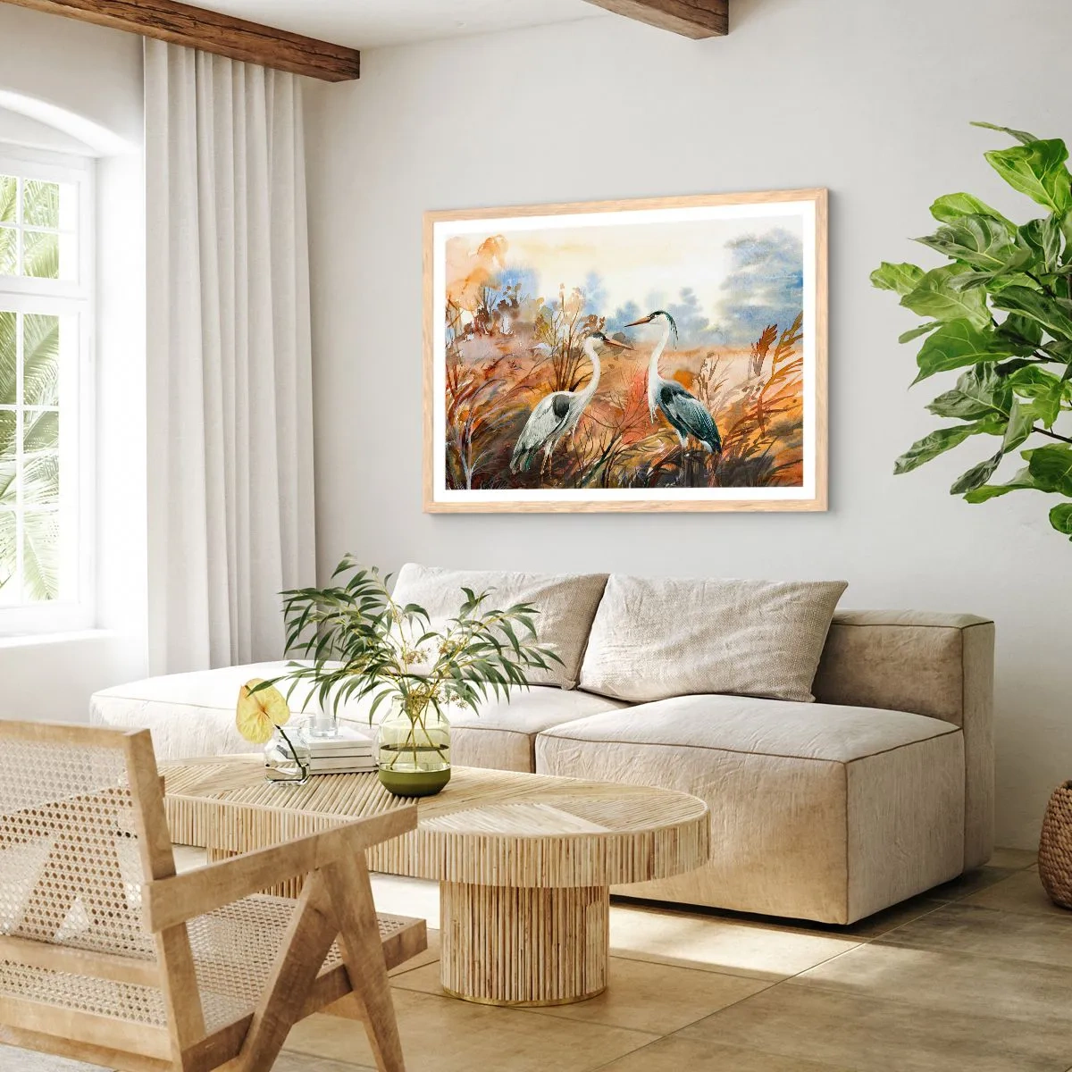 Affiche dans un chêne clair - Poster - Jusqu'où en automne ? - 100x70 cm