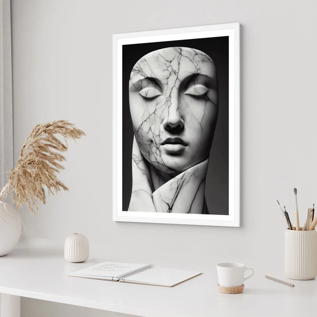 Affiche dans un cadre blanc - Poster - Marmurowe kształty - 50x70 cm