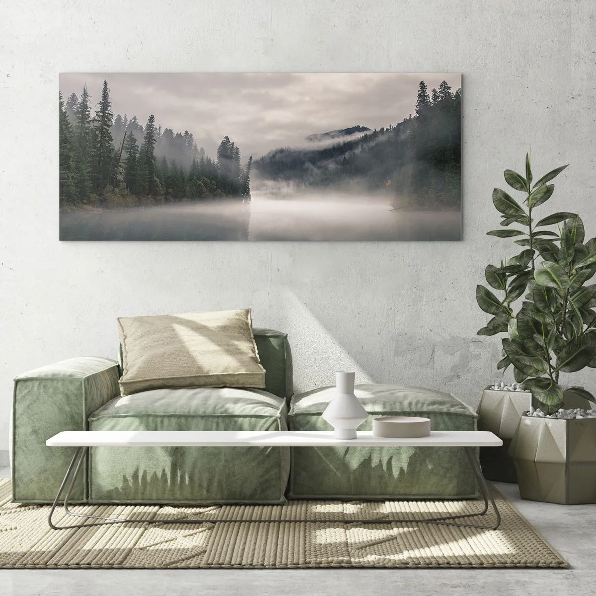 Impression sur verre - Image sur verre - Reflet dans le brouillard - 100x40 cm