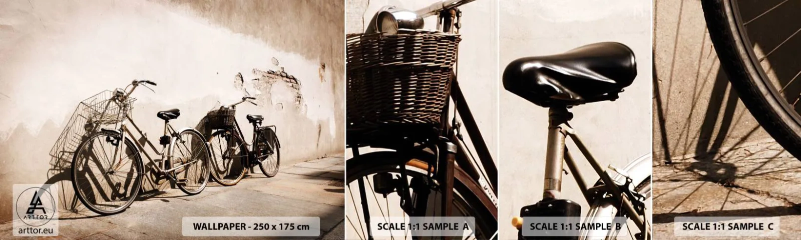 Échantillon De Papier Peint Standard Eco - Le charme inoubliable du passé - Vélo, Voyage, Ancien - 100x30 cm
