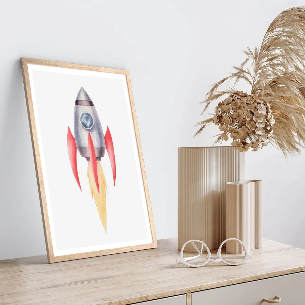 Affiche dans un chêne clair - Poster - Plus haut, plus vite, plus loin - 30x40 cm