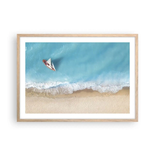 Affiche dans un chêne clair - Poster - A la frontière de l'azur et de l'or - 70x50 cm