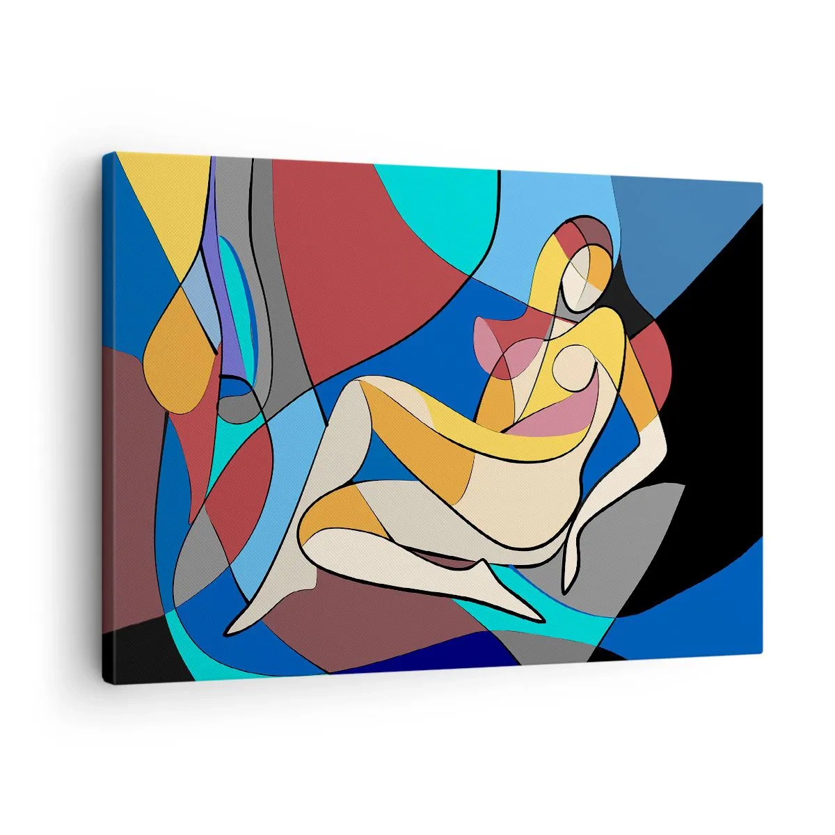 Impression sur toile - Image sur toile - Nu coloré dans le style cubiste - 70x50cm - Nu cubiste - Décoration murale moderne pour le salon et la chambre ARTTOR
