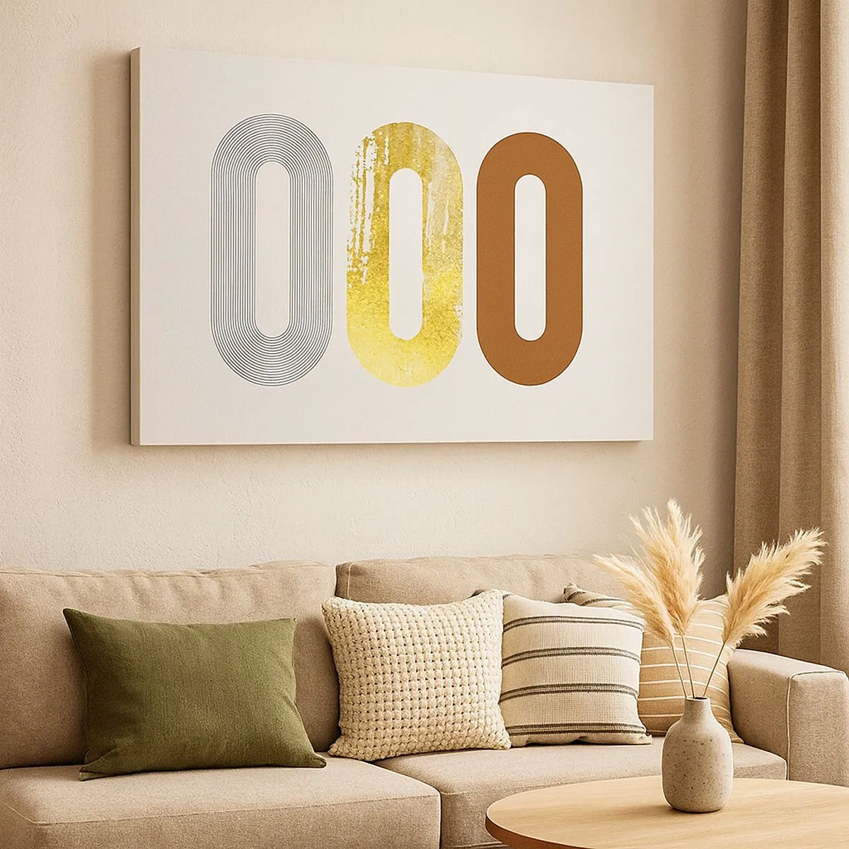 Impression sur toile - Image sur toile - Motif abstrait de trois formes géométriques - 70x50cm - Ooo! - Décoration murale moderne pour le salon et la chambre ARTTOR