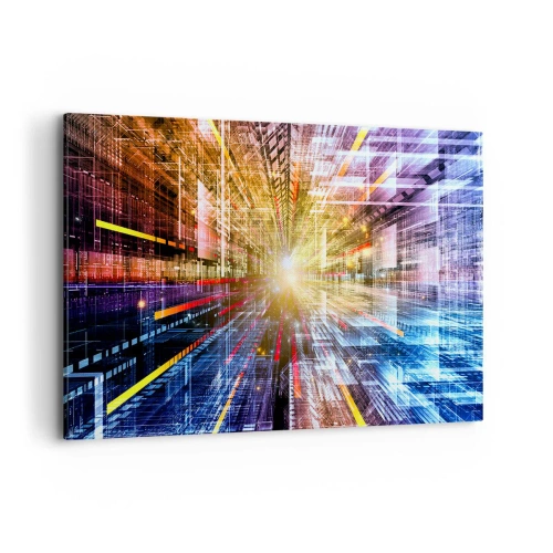 Impression sur toile - Image sur toile - Lumières dynamiques dans un couloir futuriste - 120x80cm - Couloir lumineux - Décoration murale moderne pour le salon et la chambre ARTTOR