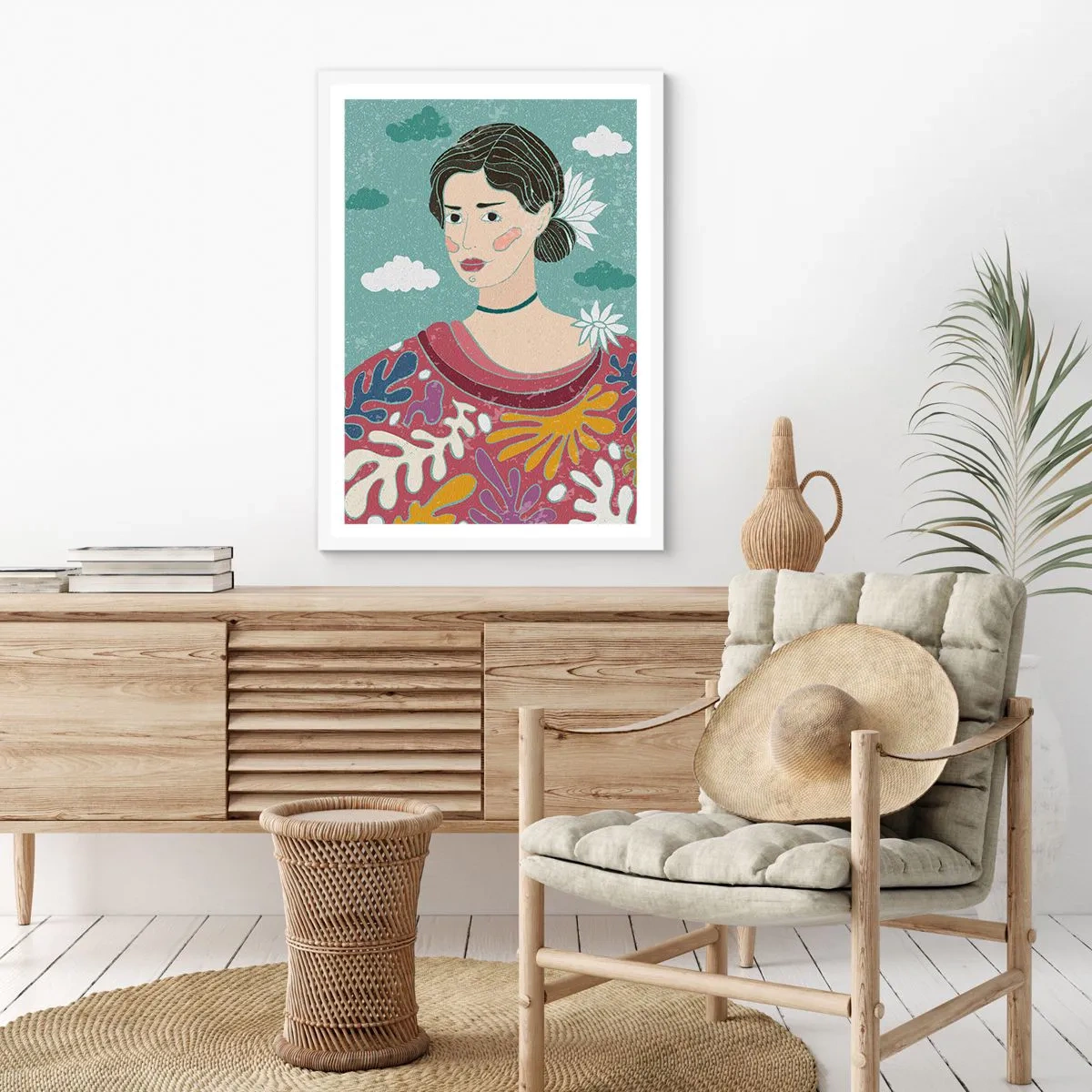 Affiche dans un cadre blanc - Poster - Avec de la mélancolie dans les yeux - 70x100 cm