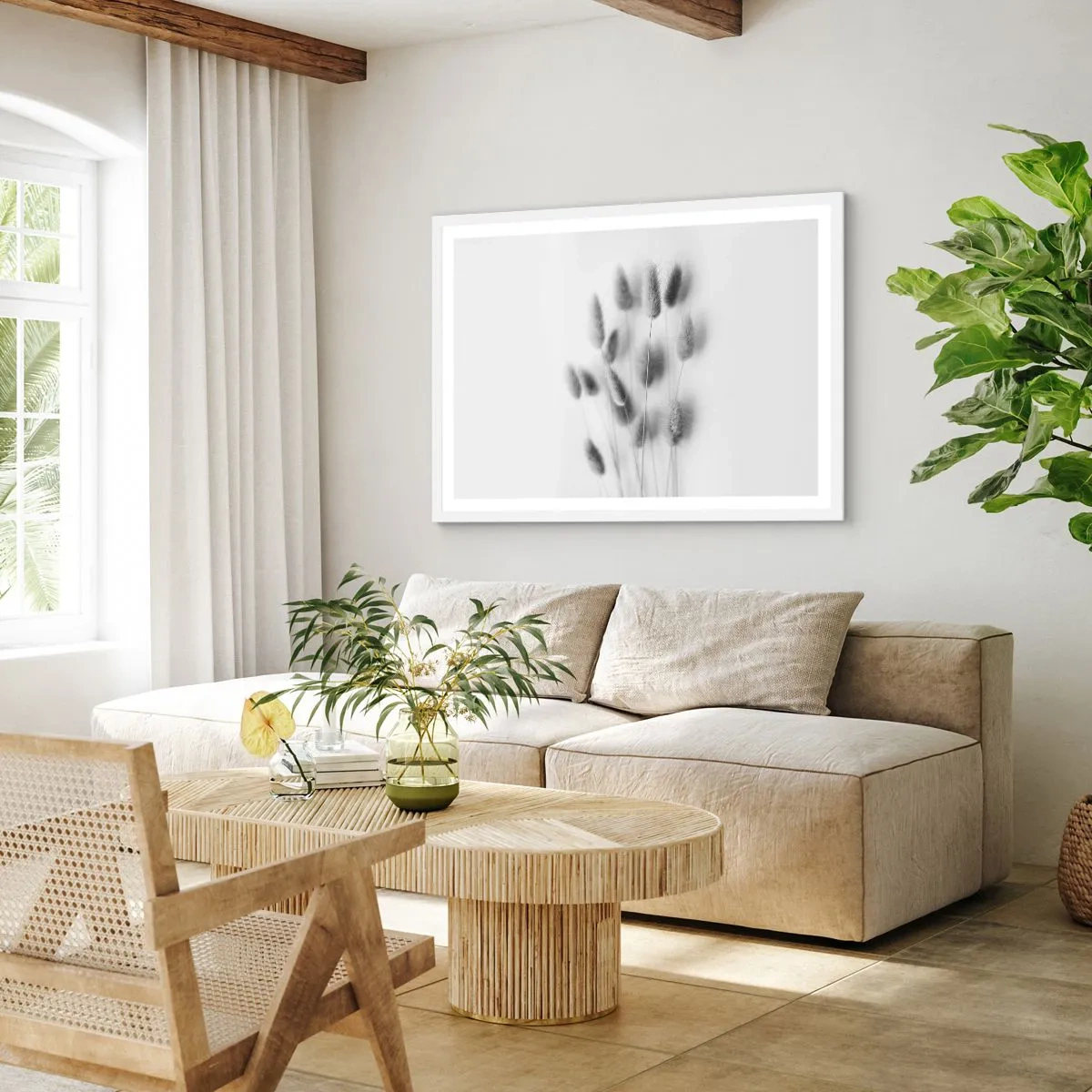 Affiche dans un cadre blanc - Poster - Son herbe duveteuse - 40x30 cm