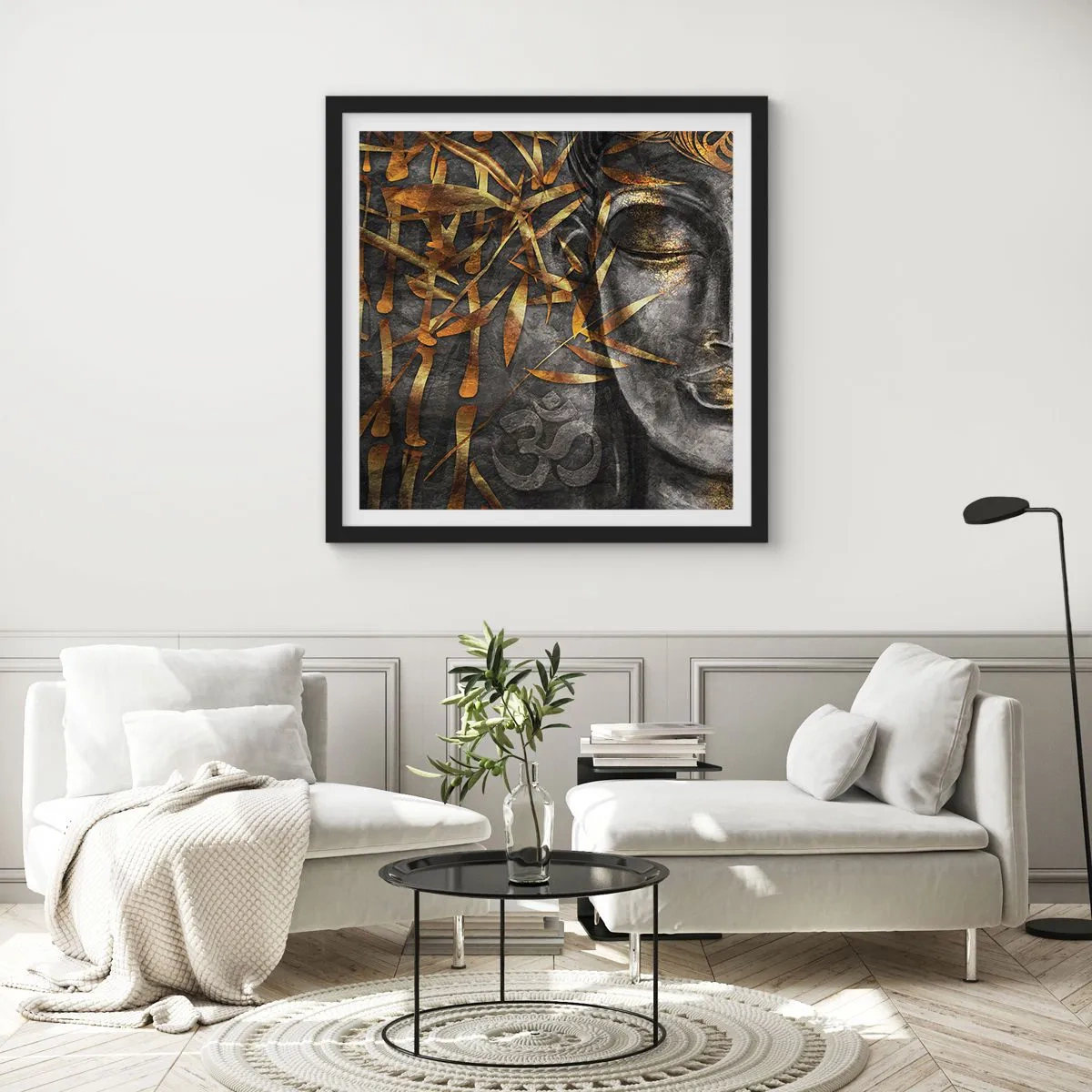 Affiche dans un cadre noir - Poster - Ressentir le calme - 30x30 cm