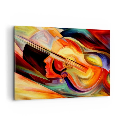 Impression sur toile - Image sur toile - Abstraction colorée inspirée de la musique et de la guitare - 100x70cm - Tout va bien - Décoration murale moderne pour le salon et la chambre ARTTOR
