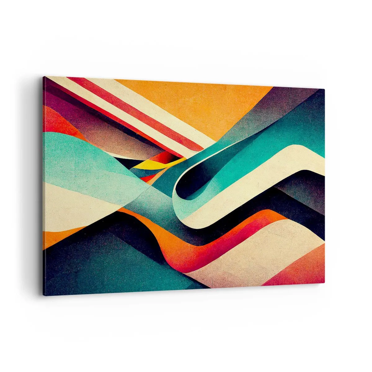 Impression sur toile - Image sur toile - Vagues abstraites colorées dans une composition dynamique - 120x80cm - Composition intense - Décoration murale moderne pour le salon et la chambre ARTTOR