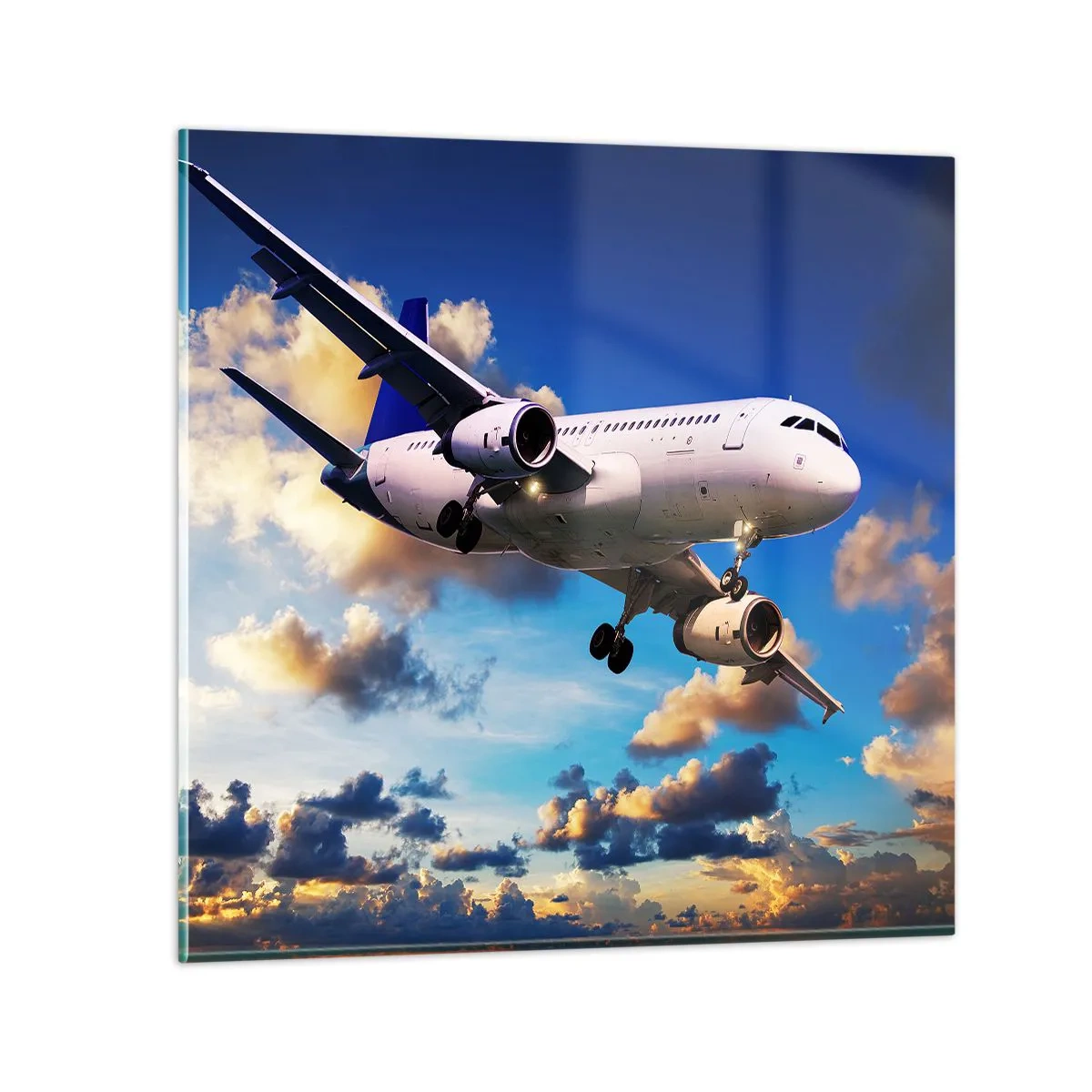 Impression sur verre - Image sur verre - Un voyage en blanc et bleu ciel - 50x50 cm