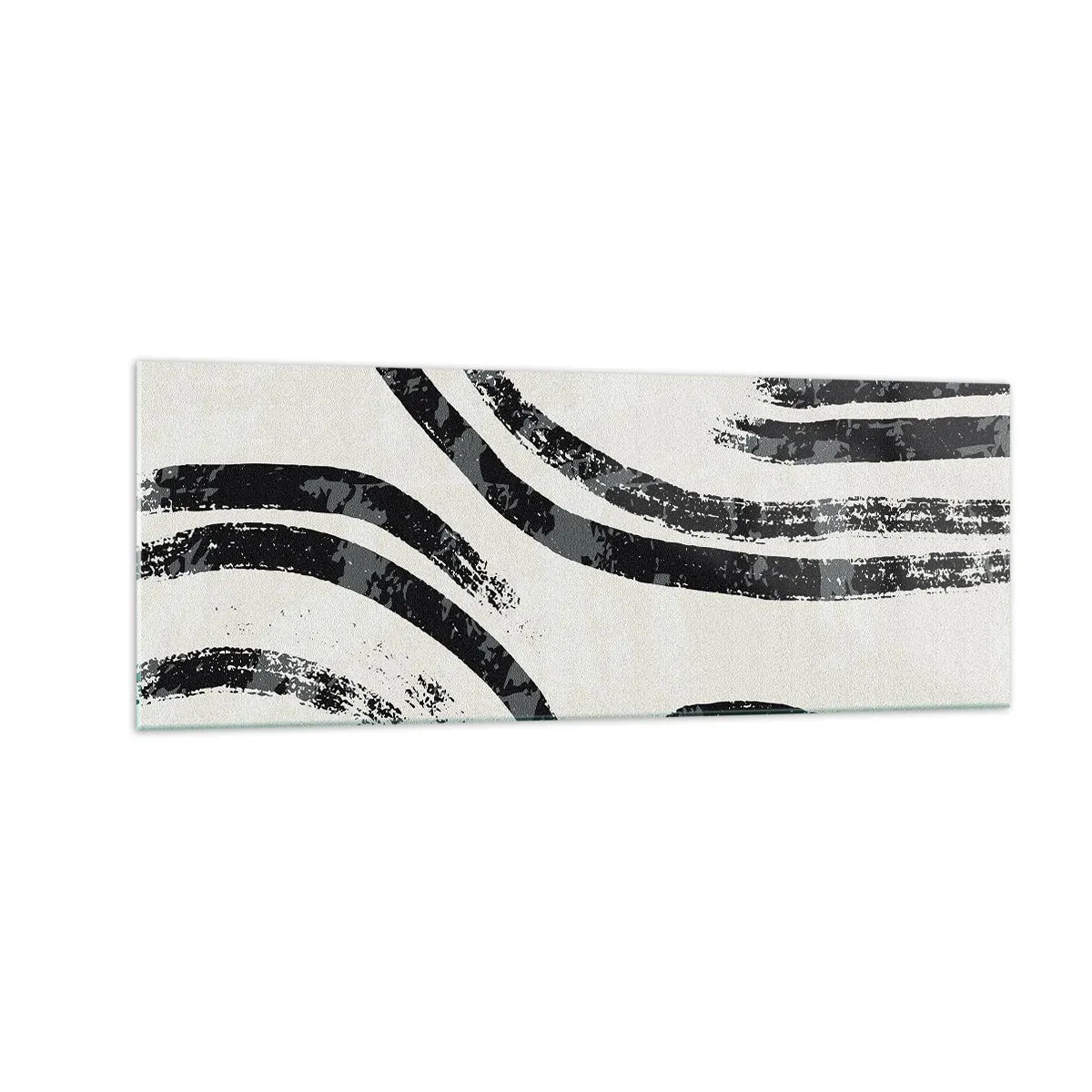 Impression sur verre - Image sur verre - Lignes abstraites noires et blanches sur fond clair - 140x50cm - À moitié arrêté - Décoration murale moderne pour le salon et la chambre ARTTOR