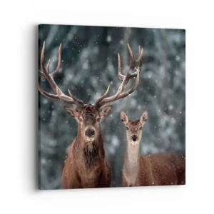 Impression sur toile - Image sur toile - Le roi de la forêt avec sa femme - 40x40 cm