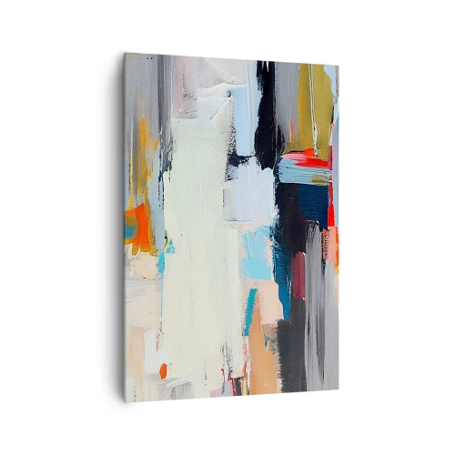 Impression sur toile - Image sur toile - Abstraction colorée avec des coups de pinceau dynamiques - 70x100cm - Y a-t-il une méthode ? - Décoration murale moderne pour le salon et la chambre ARTTOR
