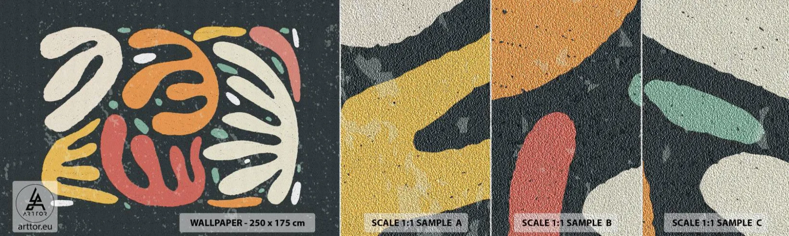 Échantillon de Papier Peint Premium Sand - Composition – Je suis sur le point de t'attraper - Bohème, Minimalisme, Vieilli - 100x30 cm