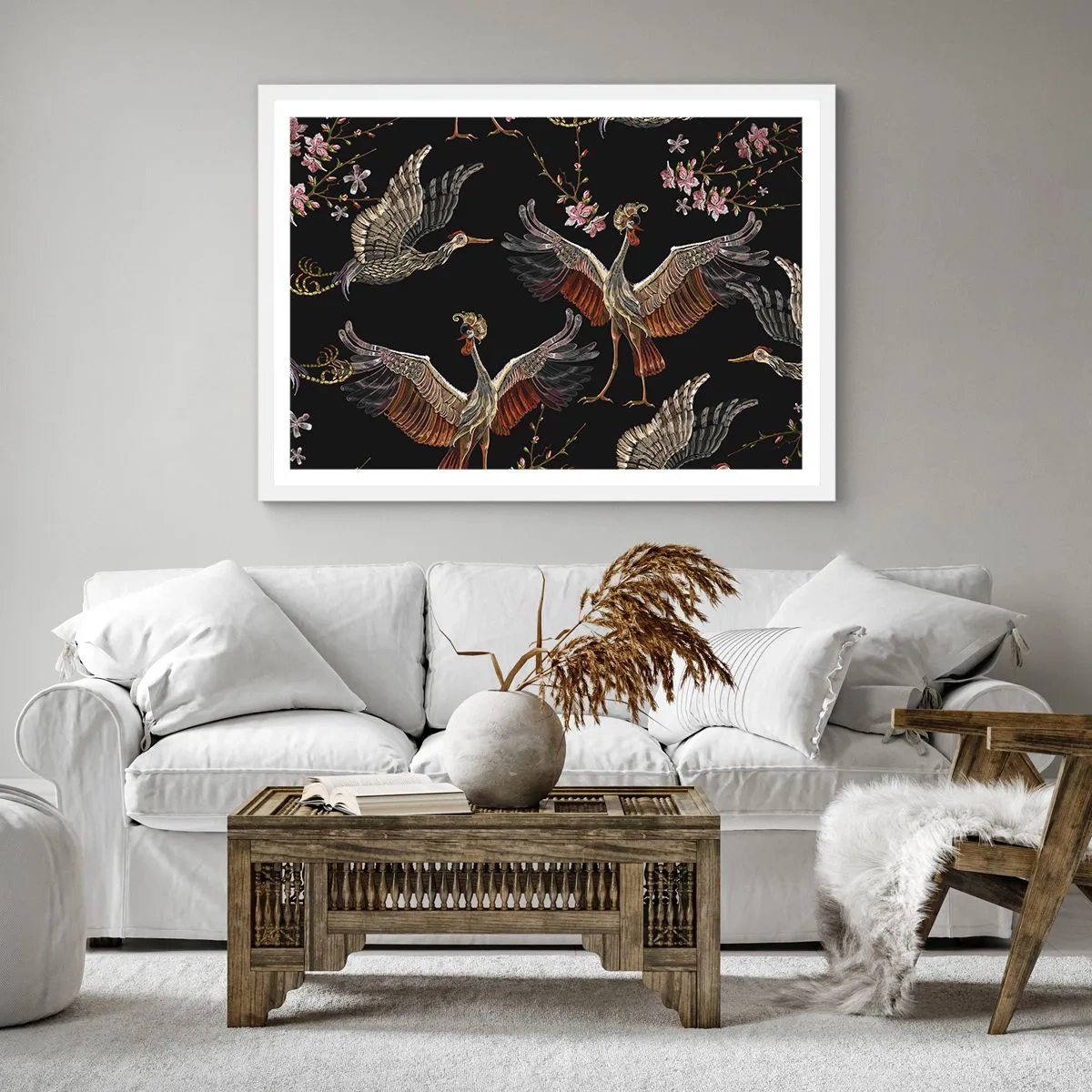 Affiche dans un cadre blanc - Poster - Un oiseau de conte de fées - 50x50 cm