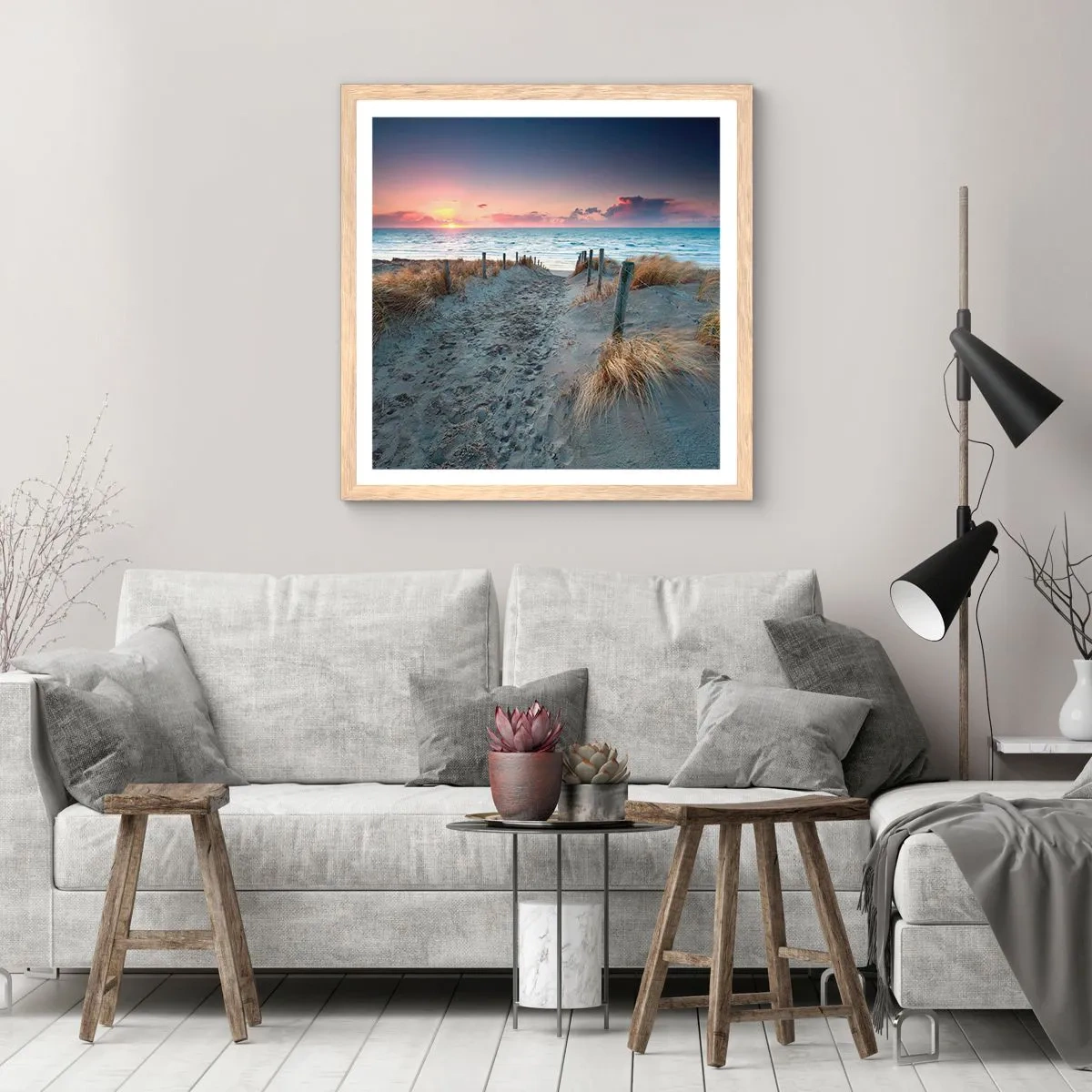 Affiche dans un chêne clair - Poster - Tu as versé l'éclat de l'arc-en-ciel sur les flots - 40x40 cm