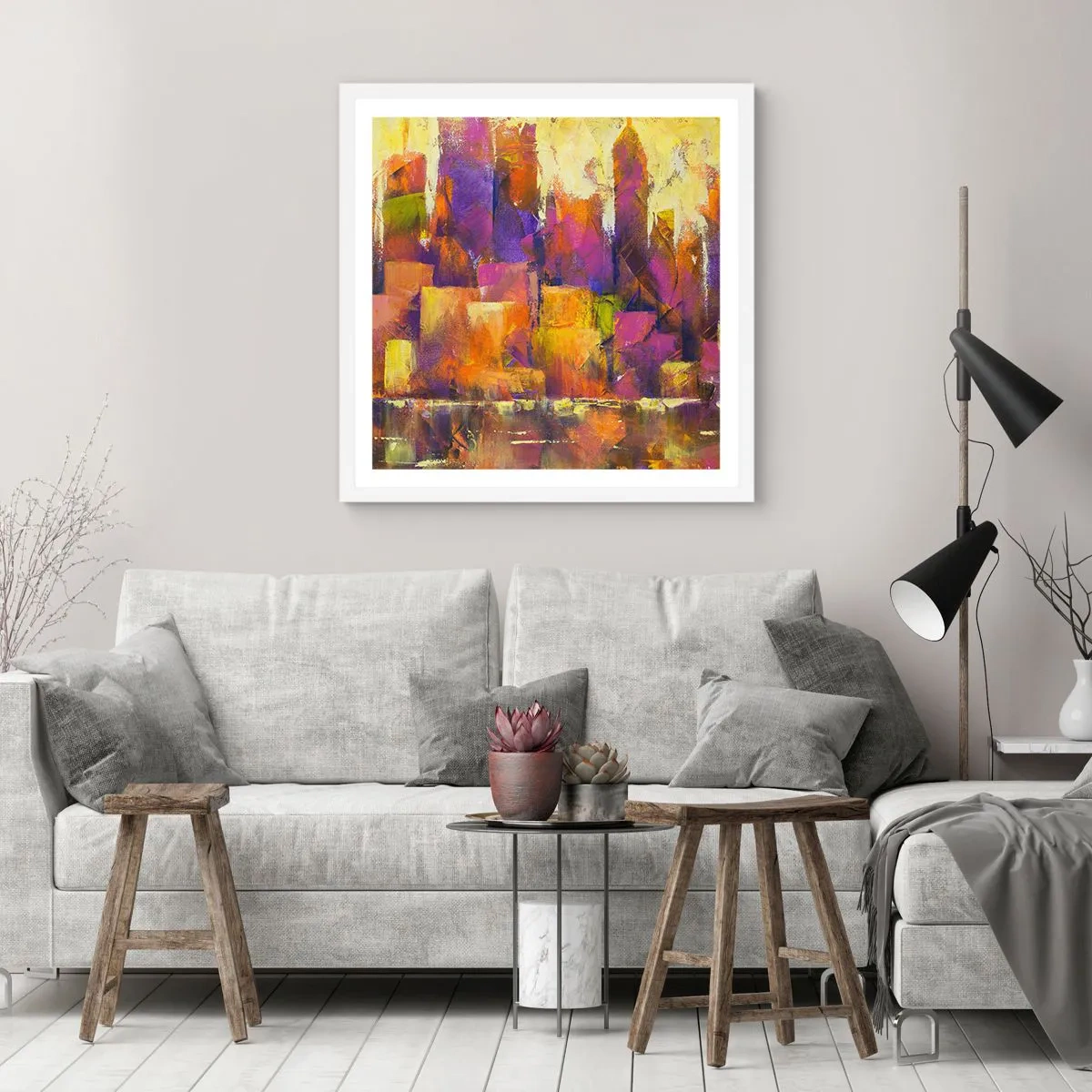Affiche dans un cadre blanc - Poster - Composition métropolitaine - 40x40 cm