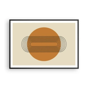 Affiche dans un cadre noir - Poster - Motif géométrique avec des cercles et des lignes orange - 100x70cm - Plan idéal - Décoration murale moderne pour le salon et la chambre ARTTOR